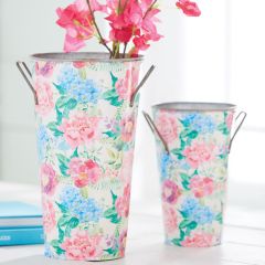 Floral Print Flower Bucket Set of 2