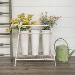 6 Bucket White Metal Floral Stand