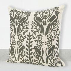Embroidered Bird Accent Pillow