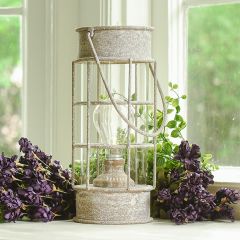 Rustic Pale Tabletop Lantern