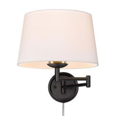 Matte Black Articulating Wall Sconce with Modern White Shade