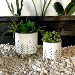 Floral Design Metal Planters Set of 2