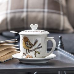 Stoneware Tea Set With Strainer Set of 4