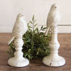 Pale Farmhouse Bird Statues Set of 2