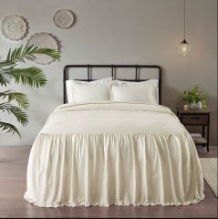 3 Piece Cotton Ruffle Bedspread Set