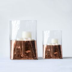 Rustic Modern Glass Candle Holder 8 Inch