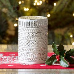 7 Inch Embossed Glass Hurricane