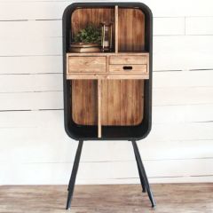 Open Shelf Country Cabinet With Drawers
