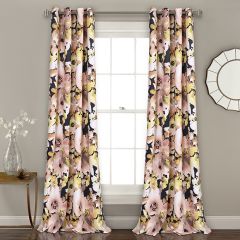 Dark Floral Curtain Panels Set of 2