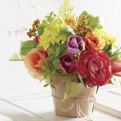 Potted Faux Rose With Ranunculus