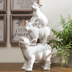 Stacked Ceramic Pigs Figurine