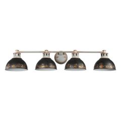 Aged Galvanized Steel With Antique Black Shade 4 Light Vanity Sconce