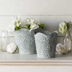 Patterned Metal Bucket Set of 2