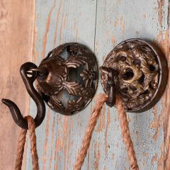 Ornate Metal Wall Hooks Set of 2