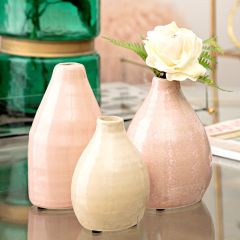 Glazed Ceramic Bud Vase Collection Set of 3