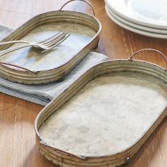 Metal Oval Decorative Trays Set of 2