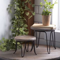 Rustic Metal and Wood Display Riser Set of 2