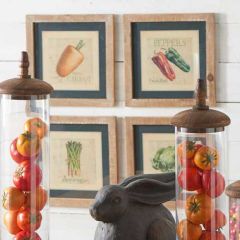 Wood Framed Vegetable Prints Set of 6