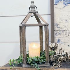 Rustic Open Wood Candle Lantern