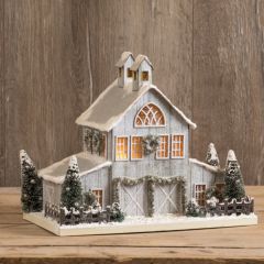 Lighted Tabletop Model Horse Barn