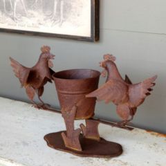 Rustic Farmhouse Chickens Planter Bucket