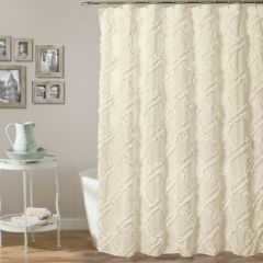 Ivory Ruffle Diamond Shower Curtain