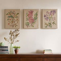 Linen Canvas Botanical Wall Art Set of 3