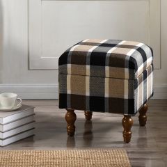 Plaid Storage Ottoman