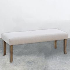 Classic Wood and Linen Farmhouse Bench