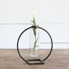 Bud Vase in Metal Circle