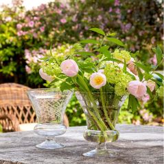 Etched Glass Urn Vase