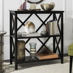 Cross Back Distressed Wood Shelf