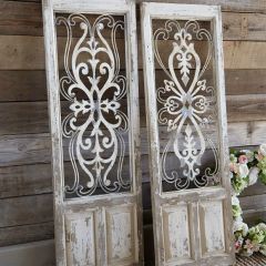Distressed Wood and Metal Wall Panels Set of 2