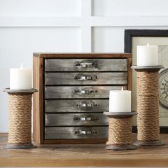 Rope Spool Pillar Candle Holders Set of 3