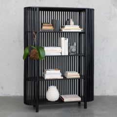Modern Slatted Wood Display Cabinet