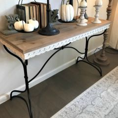 Elegant Chippy Paint Scalloped Console Table