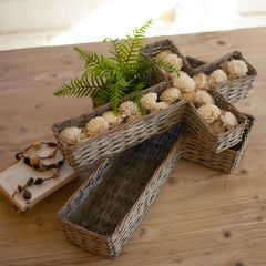 Cross Shaped Wicker Basket Set of 2