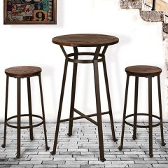 Wood Top Industrial Bar Stool Set of 2