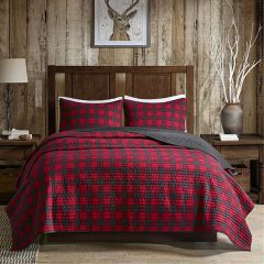 3 Piece Reversible Buffalo Check Quilt Set
