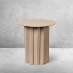 Pleated Metal Accent Table Beige