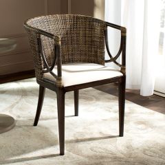 Rattan Back Cushioned Armchair