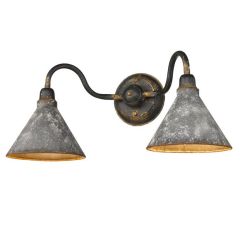 Rustic Homestead 2 Light Vanity Sconce Antique Black With Galvanized Steel Shade