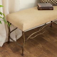 Fabric Topped Tree Branch Bench