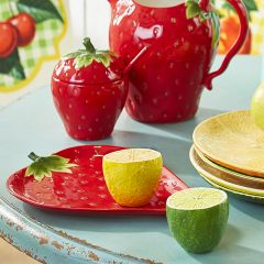 Ceramic Strawberry Jam Jar With Spoon
