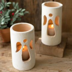 Angel Clay Luminary Set of 2