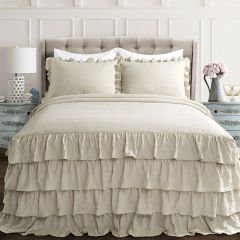 Layered Ruffle Neutral Bedspread Set