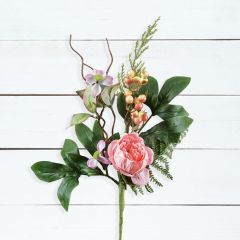 Cabbage Rose Floral Stem Set of 2