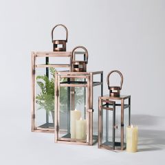 Classic Metal With Glass Lanterns Set of 3