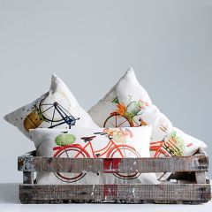 Bicycle Gardening Accent Pillow Set of 3