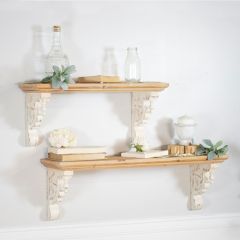 Wooden Cottage Wall Shelf Set of 2